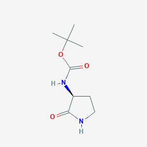 molecular formula C9H16N2O3 B046530 （S）-叔丁基（2-氧代吡咯烷-3-基）氨基甲酸酯 CAS No. 92235-34-2