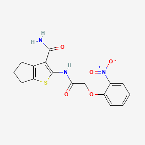 molecular formula C16H15N3O5S B4653206 2-[[2-(2-nitrophenoxy)acetyl]amino]-5,6-dihydro-4H-cyclopenta[b]thiophene-3-carboxamide 