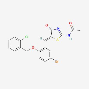 molecular formula C19H14BrClN2O3S B4653414 N-[(5Z)-5-{5-bromo-2-[(2-chlorobenzyl)oxy]benzylidene}-4-oxo-4,5-dihydro-1,3-thiazol-2-yl]acetamide 