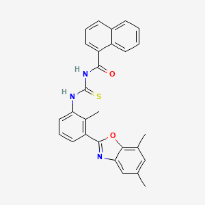 molecular formula C28H23N3O2S B4653603 N-{[3-(5,7-dimethyl-1,3-benzoxazol-2-yl)-2-methylphenyl]carbamothioyl}naphthalene-1-carboxamide 