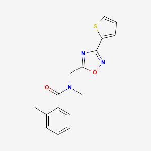 molecular formula C16H15N3O2S B4653623 N,2-dimethyl-N-[(3-thiophen-2-yl-1,2,4-oxadiazol-5-yl)methyl]benzamide 