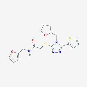 molecular formula C18H20N4O3S2 B4653948 N-(2-FURYLMETHYL)-2-{[4-(TETRAHYDRO-2-FURANYLMETHYL)-5-(2-THIENYL)-4H-1,2,4-TRIAZOL-3-YL]SULFANYL}ACETAMIDE 