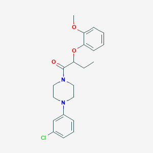 molecular formula C21H25ClN2O3 B4654041 1-[4-(3-Chlorophenyl)piperazin-1-yl]-2-(2-methoxyphenoxy)butan-1-one 