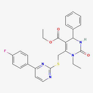 molecular formula C26H25FN4O3S B4654138 ETHYL 1-ETHYL-6-({[4-(4-FLUOROPHENYL)-2-PYRIMIDINYL]SULFANYL}METHYL)-2-OXO-4-PHENYL-1,2,3,4-TETRAHYDRO-5-PYRIMIDINECARBOXYLATE 