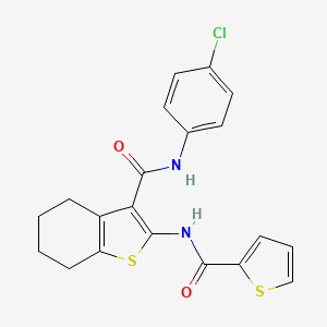 molecular formula C20H17ClN2O2S2 B4654225 N-(4-CHLOROPHENYL)-2-(THIOPHENE-2-AMIDO)-4,5,6,7-TETRAHYDRO-1-BENZOTHIOPHENE-3-CARBOXAMIDE 