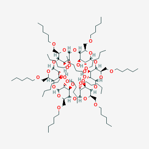 molecular formula C96H180O30 B046543 HEXAKIS-(2,6-DI-O-PENTYL)-alpha-CYCLODEXTRIN CAS No. 120336-45-0