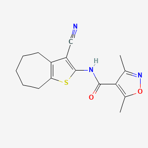 molecular formula C16H17N3O2S B4654400 N-(3-CYANO-5,6,7,8-TETRAHYDRO-4H-CYCLOHEPTA[B]THIOPHEN-2-YL)-3,5-DIMETHYL-4-ISOXAZOLECARBOXAMIDE 