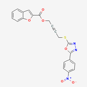 molecular formula C21H13N3O6S B4654652 4-{[5-(4-Nitrophenyl)-1,3,4-oxadiazol-2-yl]sulfanyl}but-2-yn-1-yl 1-benzofuran-2-carboxylate 