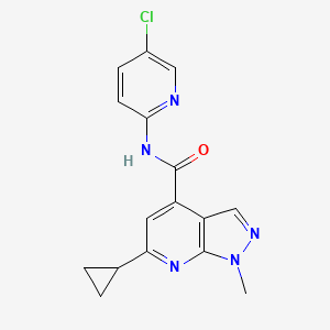 molecular formula C16H14ClN5O B4654675 N-(5-CHLORO-2-PYRIDYL)-6-CYCLOPROPYL-1-METHYL-1H-PYRAZOLO[3,4-B]PYRIDINE-4-CARBOXAMIDE 