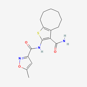 molecular formula C16H19N3O3S B4654843 N-{3-CARBAMOYL-4H5H6H7H8H9H-CYCLOOCTA[B]THIOPHEN-2-YL}-5-METHYL-12-OXAZOLE-3-CARBOXAMIDE 