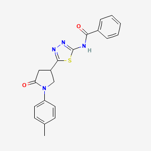 molecular formula C20H18N4O2S B4654887 N-{5-[1-(4-methylphenyl)-5-oxopyrrolidin-3-yl]-1,3,4-thiadiazol-2-yl}benzamide 