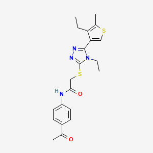 molecular formula C21H24N4O2S2 B4655264 N-(4-ACETYLPHENYL)-2-{[4-ETHYL-5-(4-ETHYL-5-METHYL-3-THIENYL)-4H-1,2,4-TRIAZOL-3-YL]SULFANYL}ACETAMIDE 