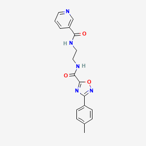 molecular formula C18H17N5O3 B4655368 N-(2-{[3-(4-METHYLPHENYL)-1,2,4-OXADIAZOL-5-YL]FORMAMIDO}ETHYL)PYRIDINE-3-CARBOXAMIDE 
