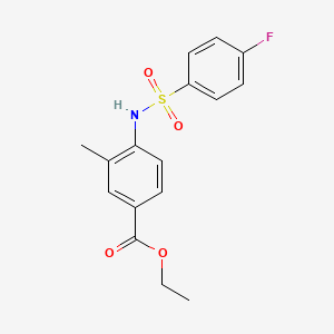 molecular formula C16H16FNO4S B4655411 ethyl 4-{[(4-fluorophenyl)sulfonyl]amino}-3-methylbenzoate 