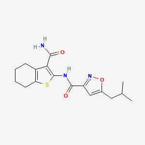 molecular formula C17H21N3O3S B4655523 N-(3-carbamoyl-4,5,6,7-tetrahydro-1-benzothiophen-2-yl)-5-(2-methylpropyl)-1,2-oxazole-3-carboxamide 