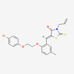 molecular formula C22H20BrNO3S2 B4655668 (5Z)-5-[[2-[2-(4-bromophenoxy)ethoxy]-5-methylphenyl]methylidene]-3-prop-2-enyl-2-sulfanylidene-1,3-thiazolidin-4-one 