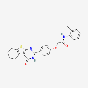 molecular formula C25H23N3O3S B4655677 N-(2-methylphenyl)-2-[4-(4-oxo-5,6,7,8-tetrahydro-3H-[1]benzothiolo[2,3-d]pyrimidin-2-yl)phenoxy]acetamide 