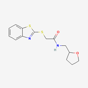 molecular formula C14H16N2O2S2 B4655683 2-(1,3-benzothiazol-2-ylsulfanyl)-N-(tetrahydrofuran-2-ylmethyl)acetamide 