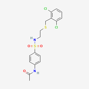 molecular formula C17H18Cl2N2O3S2 B4655695 N-[4-({2-[(2,6-dichlorobenzyl)sulfanyl]ethyl}sulfamoyl)phenyl]acetamide 