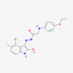 molecular formula C19H19BrN4O3 B465576 N'-[(3E)-4-BROMO-5-METHYL-2-OXO-1H-INDOL-3-YLIDENE]-2-[(4-ETHOXYPHENYL)AMINO]ACETOHYDRAZIDE 