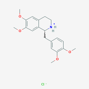 molecular formula C₂₀H₂₆ClNO₄ B046558 (R)-1,2,3,4-tetrahydro-6,7-dimethoxy-1-veratrylisoquinoline hydrochloride CAS No. 54417-53-7
