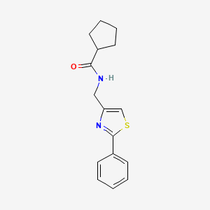 molecular formula C16H18N2OS B4655886 N-[(2-PHENYL-13-THIAZOL-4-YL)METHYL]CYCLOPENTANECARBOXAMIDE 