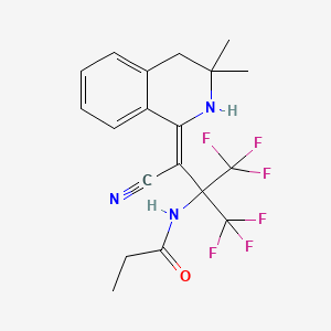 molecular formula C19H19F6N3O B4655946 N-[2-[(E)-cyano-(3,3-dimethyl-2,4-dihydroisoquinolin-1-ylidene)methyl]-1,1,1,3,3,3-hexafluoropropan-2-yl]propanamide 
