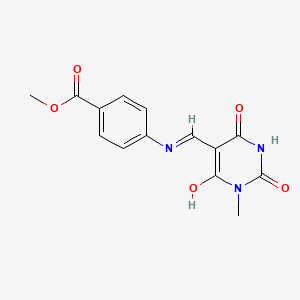 molecular formula C14H13N3O5 B4656018 Methyl 4-[(6-hydroxy-1-methyl-2,4-dioxopyrimidin-5-yl)methylideneamino]benzoate 