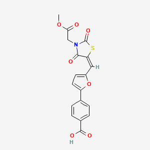 molecular formula C18H13NO7S B4656121 4-(5-{[(5E)-3-(2-METHOXY-2-OXOETHYL)-2,4-DIOXO-1,3-THIAZOLIDIN-5-YLIDENE]METHYL}FURAN-2-YL)BENZOIC ACID 