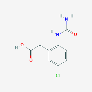 molecular formula C9H9ClN2O3 B046566 2-(5-Chloro-2-ureidophenyl)acetic acid CAS No. 100666-71-5