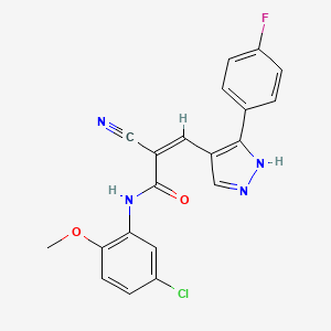 molecular formula C20H14ClFN4O2 B4657070 N-(5-chloro-2-methoxyphenyl)-2-cyano-3-[3-(4-fluorophenyl)-1H-pyrazol-4-yl]acrylamide 