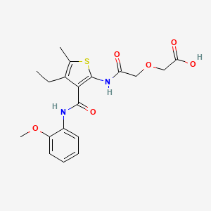 molecular formula C19H22N2O6S B4657164 2-[2-({4-ETHYL-3-[(2-METHOXYANILINO)CARBONYL]-5-METHYL-2-THIENYL}AMINO)-2-OXOETHOXY]ACETIC ACID 