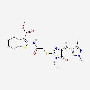molecular formula C23H27N5O4S2 B4657233 METHYL 2-{[2-({4-[(E)-1-(1,3-DIMETHYL-1H-PYRAZOL-4-YL)METHYLIDENE]-1-ETHYL-5-OXO-4,5-DIHYDRO-1H-IMIDAZOL-2-YL}SULFANYL)ACETYL]AMINO}-4,5,6,7-TETRAHYDRO-1-BENZOTHIOPHENE-3-CARBOXYLATE 
