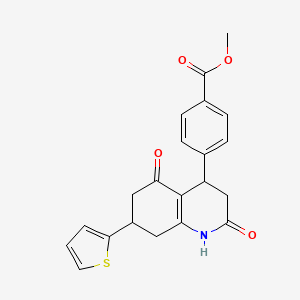 molecular formula C21H19NO4S B4657240 Methyl 4-[2,5-dioxo-7-(thiophen-2-yl)-1,2,3,4,5,6,7,8-octahydroquinolin-4-yl]benzoate 