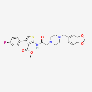 molecular formula C26H26FN3O5S B4657286 methyl 2-({[4-(1,3-benzodioxol-5-ylmethyl)-1-piperazinyl]acetyl}amino)-4-(4-fluorophenyl)-3-thiophenecarboxylate 
