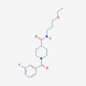 molecular formula C18H25FN2O3 B4657296 N-(3-ethoxypropyl)-1-(3-fluorobenzoyl)-4-piperidinecarboxamide 