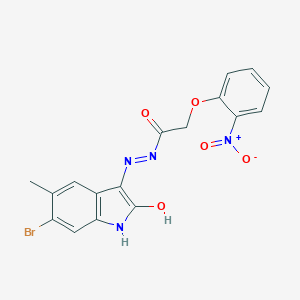 molecular formula C17H13BrN4O5 B465730 N'-[(3E)-6-BROMO-5-METHYL-2-OXO-1H-INDOL-3-YLIDENE]-2-(2-NITROPHENOXY)ACETOHYDRAZIDE 