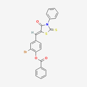 molecular formula C23H14BrNO3S2 B4657315 [2-bromo-4-[(Z)-(4-oxo-3-phenyl-2-sulfanylidene-1,3-thiazolidin-5-ylidene)methyl]phenyl] benzoate 
