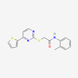 molecular formula C17H15N3OS2 B4657444 N~1~-(2-METHYLPHENYL)-2-{[4-(2-THIENYL)-2-PYRIMIDINYL]SULFANYL}ACETAMIDE 