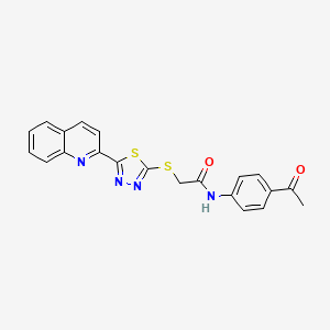 molecular formula C21H16N4O2S2 B4657585 N~1~-(4-ACETYLPHENYL)-2-{[5-(2-QUINOLYL)-1,3,4-THIADIAZOL-2-YL]SULFANYL}ACETAMIDE 
