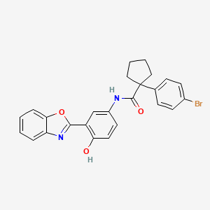 molecular formula C25H21BrN2O3 B4657921 N-[3-(1,3-BENZOXAZOL-2-YL)-4-HYDROXYPHENYL]-1-(4-BROMOPHENYL)CYCLOPENTANE-1-CARBOXAMIDE 