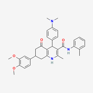 molecular formula C34H37N3O4 B4657931 7-(3,4-dimethoxyphenyl)-4-[4-(dimethylamino)phenyl]-2-methyl-N-(2-methylphenyl)-5-oxo-1,4,5,6,7,8-hexahydroquinoline-3-carboxamide 