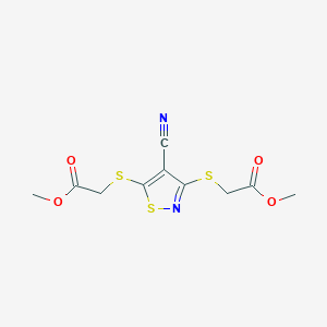 molecular formula C10H10N2O4S3 B4658059 METHYL 2-({4-CYANO-5-[(2-METHOXY-2-OXOETHYL)SULFANYL]-1,2-THIAZOL-3-YL}SULFANYL)ACETATE 