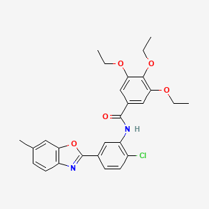 molecular formula C27H27ClN2O5 B4658937 N-[2-chloro-5-(6-methyl-1,3-benzoxazol-2-yl)phenyl]-3,4,5-triethoxybenzamide 