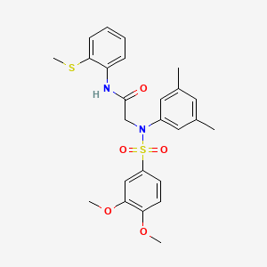 molecular formula C25H28N2O5S2 B4658952 N~2~-[(3,4-dimethoxyphenyl)sulfonyl]-N~2~-(3,5-dimethylphenyl)-N~1~-[2-(methylthio)phenyl]glycinamide 