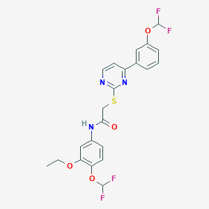 molecular formula C22H19F4N3O4S B4658969 N~1~-[4-(DIFLUOROMETHOXY)-3-ETHOXYPHENYL]-2-({4-[3-(DIFLUOROMETHOXY)PHENYL]-2-PYRIMIDINYL}SULFANYL)ACETAMIDE 