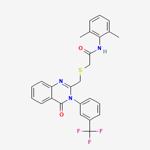 molecular formula C26H22F3N3O2S B4658998 N-(2,6-dimethylphenyl)-2-[({4-oxo-3-[3-(trifluoromethyl)phenyl]-3,4-dihydroquinazolin-2-yl}methyl)sulfanyl]acetamide 