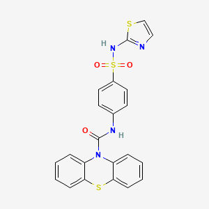 molecular formula C22H16N4O3S3 B4659323 N-{4-[(1,3-thiazol-2-ylamino)sulfonyl]phenyl}-10H-phenothiazine-10-carboxamide 