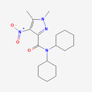 molecular formula C18H28N4O3 B4659326 N,N-dicyclohexyl-1,5-dimethyl-4-nitro-1H-pyrazole-3-carboxamide 