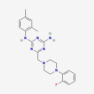 molecular formula C22H26FN7 B4659327 N-(2,4-dimethylphenyl)-6-{[4-(2-fluorophenyl)piperazin-1-yl]methyl}-1,3,5-triazine-2,4-diamine 